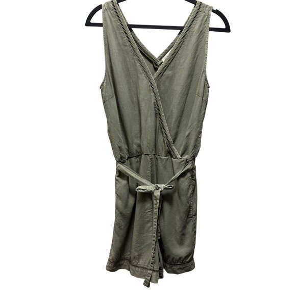 Cloth & Stone By Anthropologie Womens Burlingame Romper Olive Green Size Small - Picture 3 of 8